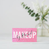 Sparkly Pink Glitter Typography Makeup Artist Visitekaartje (Staand voorkant)