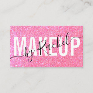 Sparkly Pink Glitter Typography Makeup Artist Visitekaartje