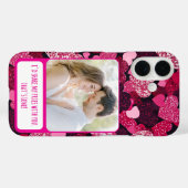 Sparkly Pink Hearts Deel mijn frietjes Case-Mate iPhone Case (Achterkant (horizontaal))