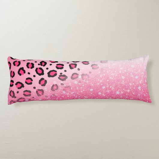 Sparkly Pink Leopard Print Decor voor tien meisjes Lichaamskussen (Achterkant)