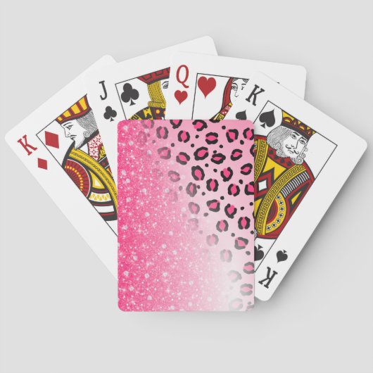 Sparkly Pink Leopard Print Decor voor tien meisjes Pokerkaarten (Achterkant)