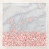 Sparkly Pink Rose Gold Bohemian Marmer Glazen Onderzetter (Voorkant)