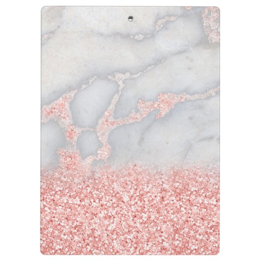 Sparkly Pink Rose Gold Bohemian Marmer Klembord (Achterkant)