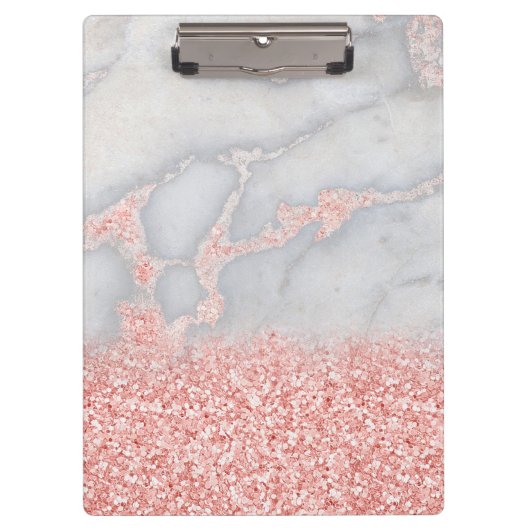 Sparkly Pink Rose Gold Bohemian Marmer Klembord (Voorkant)