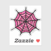 Sparkly Pink Spider Web Sticker (Vel)