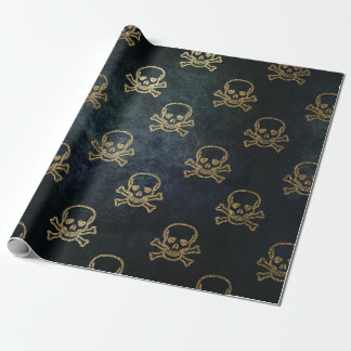 Sparkly Pirate Jolly Roger op Donkere achtergrond Cadeaupapier