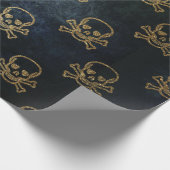 Sparkly Pirate Jolly Roger op Donkere achtergrond Cadeaupapier (Hoek)