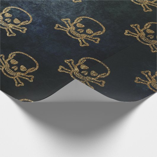 Sparkly Pirate Jolly Roger op Donkere achtergrond Cadeaupapier (Hoek)