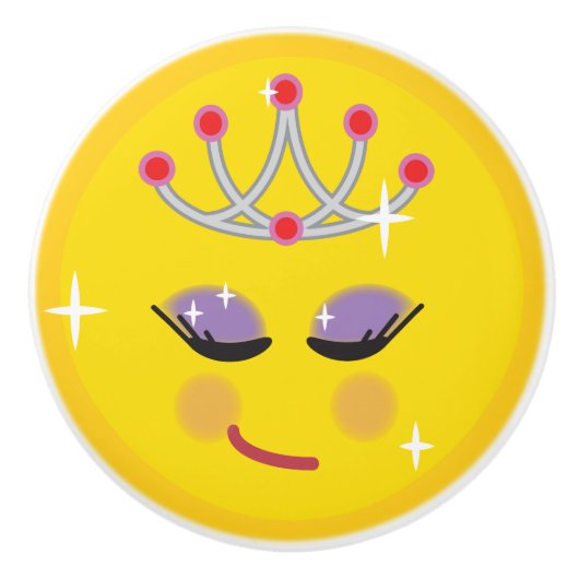 Sparkly Princess Emoticon Keramische Knop (Voorkant)