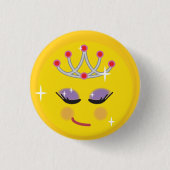 Sparkly Princess Emoticon Ronde Button 3,2 Cm (Voorkant)