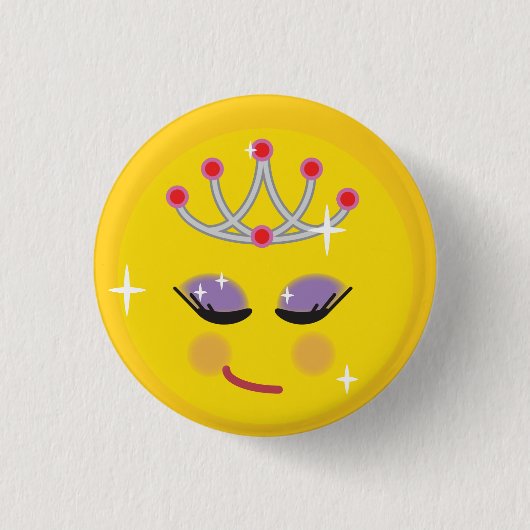 Sparkly Princess Emoticon Ronde Button 3,2 Cm (Voorkant)