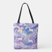Sparkly rainbow and unicorns on clouds draagtas (Achterkant)