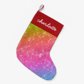 Sparkly Rainbow Glitter Kerstkous Kleine Kerstsok (Voorkant (Hangend))