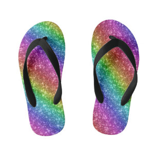 Sparkly Rainbow Glitter Kinder Teenslippers