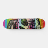 Sparkly Rainbow Glitter Sugar Skull Tattoo Design Skateboard (Horizontaal)