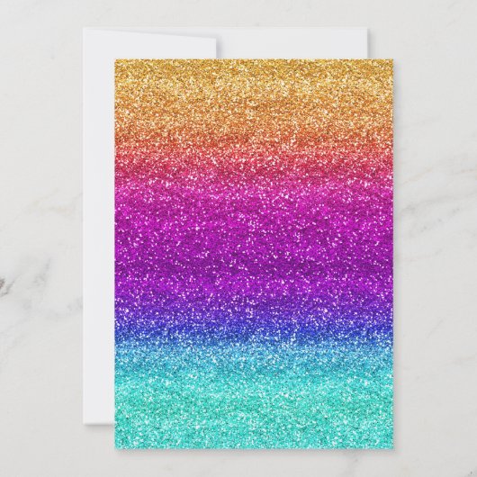 Sparkly Rainbow Gradient Glitter Birthday Kaart (Achterkant)