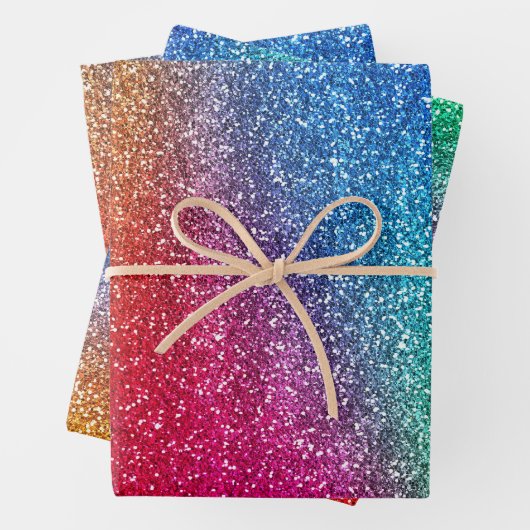 Sparkly Rainbow Gradient Glitter Inpakpapier Vel (In situ)
