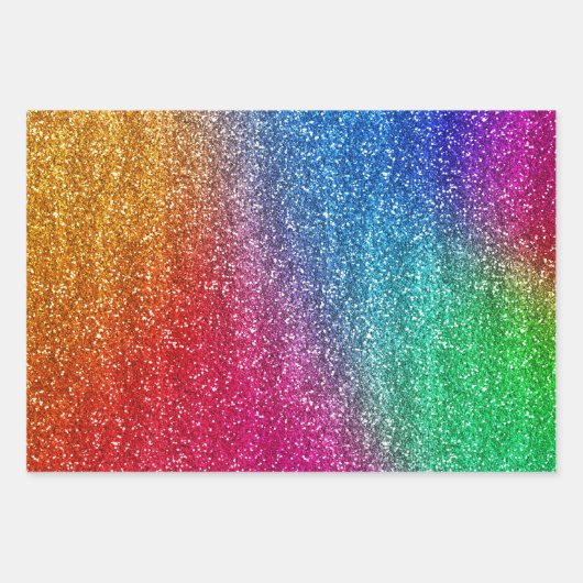 Sparkly Rainbow Gradient Glitter Inpakpapier Vel (Voorkant)