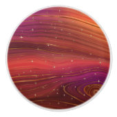 Sparkly Red en Oranje Molten Earth Strata Keramische Knop (Voorkant)