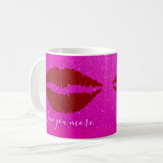 Sparkly Red Lips Roze Glitter houdt van meer scrip Koffiemok (Voorkant links)