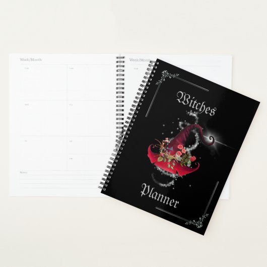  Sparkly Red Witch Pet Black Journal Planner (Display)