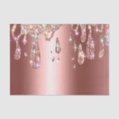 Sparkly Roos Gold Drip | Diamond Glitter op Satijn Tissuepapier (Voorkant)