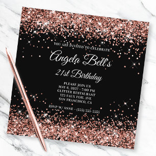 Sparkly Roos Gold Glitter 21st Birthday Black Kaart
