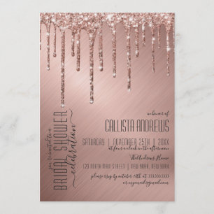 Sparkly Roos Gold Glitter Drips Vrijgezellenfeest Kaart