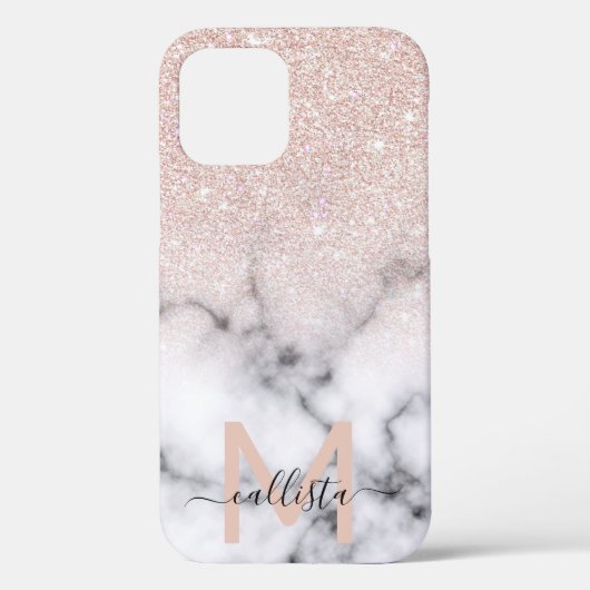 Sparkly Roos Gold Glitter Marble Ombre Case-Mate iPhone Case (Achterkant)