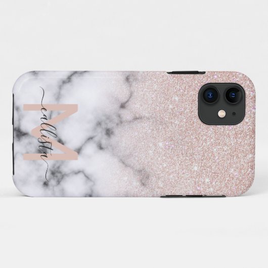 Sparkly Roos Gold Glitter Marble Ombre Case-Mate iPhone Case (Achterkant (horizontaal))
