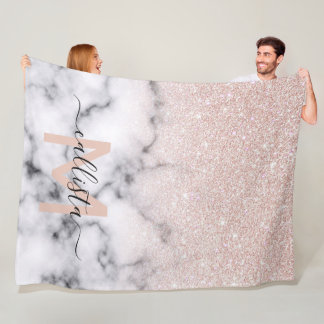 Sparkly Roos Gold Glitter Marble Ombre Fleece Deken