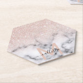 Sparkly Roos Gold Glitter Marble Ombre Kartonnen Onderzetters (Schuin)