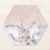 Sparkly Roos Gold Glitter Marble Ombre Kartonnen Onderzetters (Voorkant)