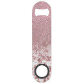 Sparkly Roos Gold Glitter Marble Ombre Monogram Speed Flessenopener (Achterkant)