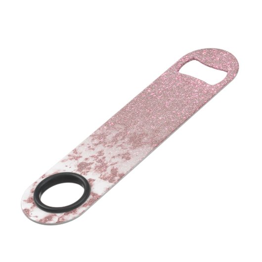 Sparkly Roos Gold Glitter Marble Ombre Monogram Speed Flessenopener (Achterkant Gekanteld)