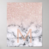 Sparkly Roos Gold Glitter Marble Ombre Poster (Voorkant)