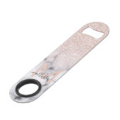 Sparkly Roos Gold Glitter Marble Ombre Speed Flessenopener (Voorkant Gekanteld)