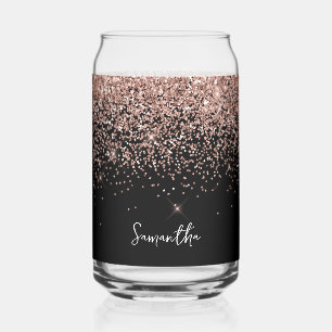 Sparkly Roos Gold Glitter op zwart Blikvorm Glas
