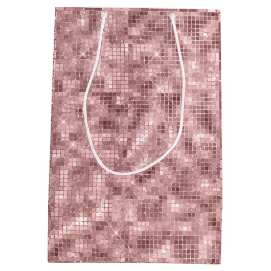 Sparkly Roos Gold Pink Luxury Sparkle Girly Medium Cadeauzakje (Achterkant)