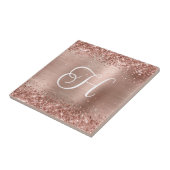 Sparkly Roos Gouden Glitter en Folie Monogram Tegeltje (Zijkant)