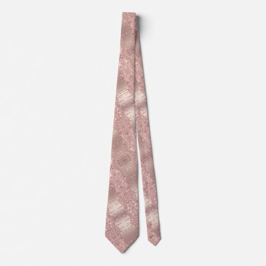 Sparkly Rose Gold Blush Glitter Neck Tie Stropdas (Voorkant)