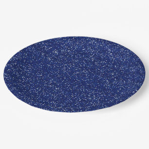 Sparkly Royal Blue en Silver Glitter Papieren Bordje