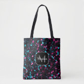 Sparkly roze blauwe mozaïekglitter spark Monogram Draagtas (Voorkant)