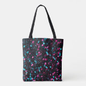 Sparkly roze blauwe mozaïekglitter spark Monogram Draagtas (Achterkant)