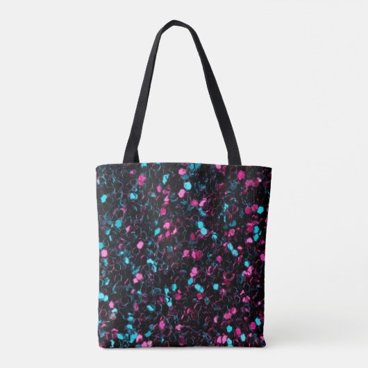 Sparkly roze blauwe mozaïekglitter spark Monogram Draagtas (Achterkant)