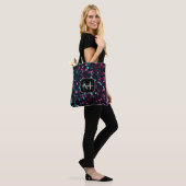 Sparkly roze blauwe mozaïekglitter spark Monogram Draagtas (Op model)