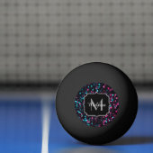 Sparkly roze blauwe mozaïekglitter spark Monogram Pingpongballen (Net)