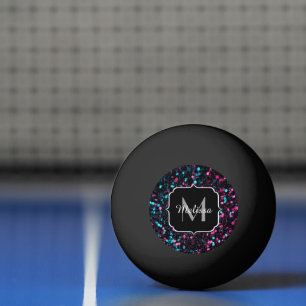 Sparkly roze blauwe mozaïekglitter spark Monogram Pingpongballen