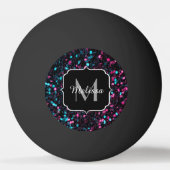 Sparkly roze blauwe mozaïekglitter spark Monogram Pingpongballen (Voorkant)