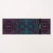 Sparkly roze blauwe mozaïekglitter spark Monogram Yogamat (Voorkant (horizontaal))